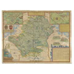 Antique Map of Hertfordshire in England by Speed, 1627