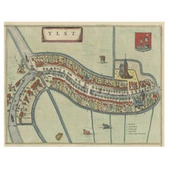 Antique Hand-Colored Map of the Frisian City of IJlst, The Netherlands, 1649