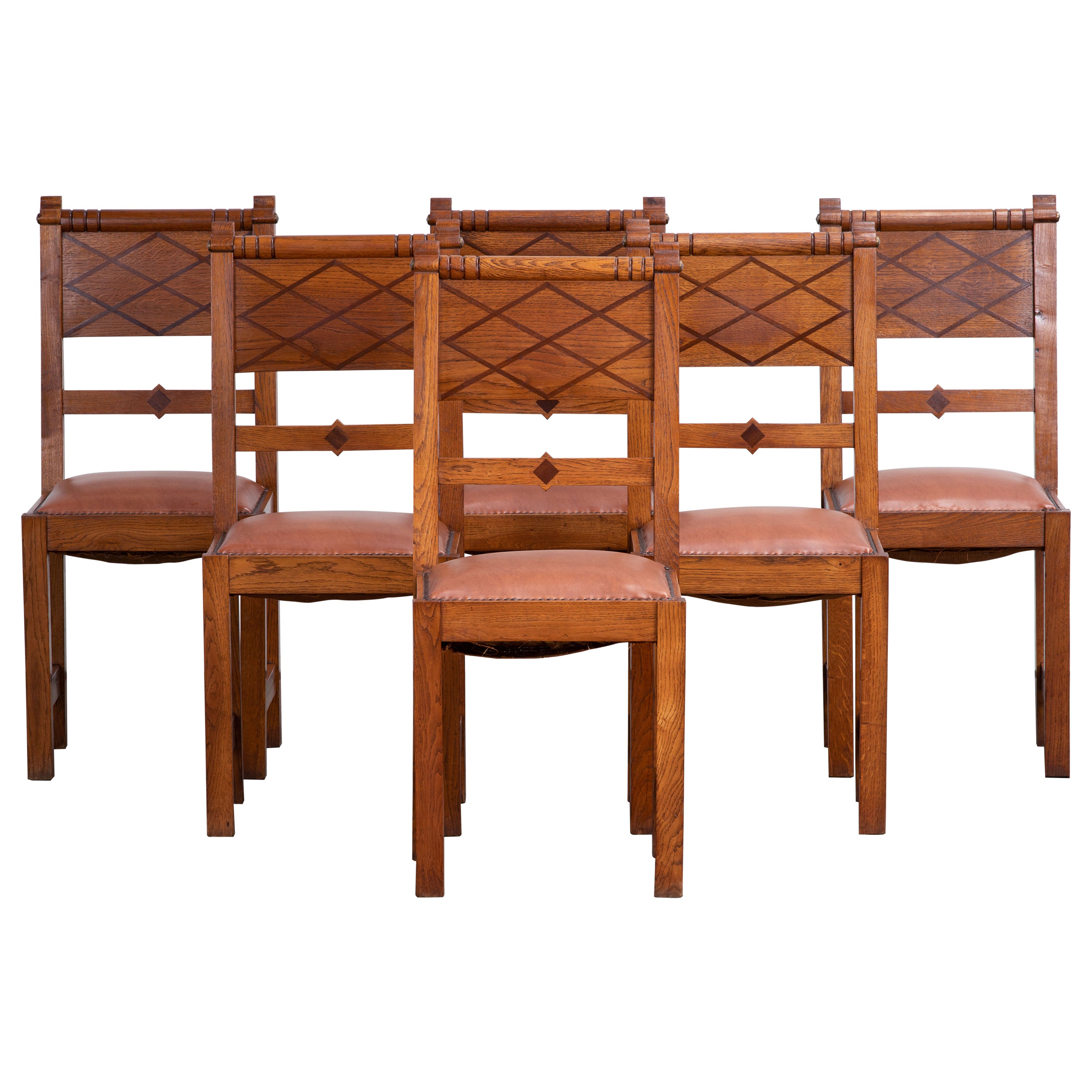 Art Deco Set of 6 Chairs, France, 1930
