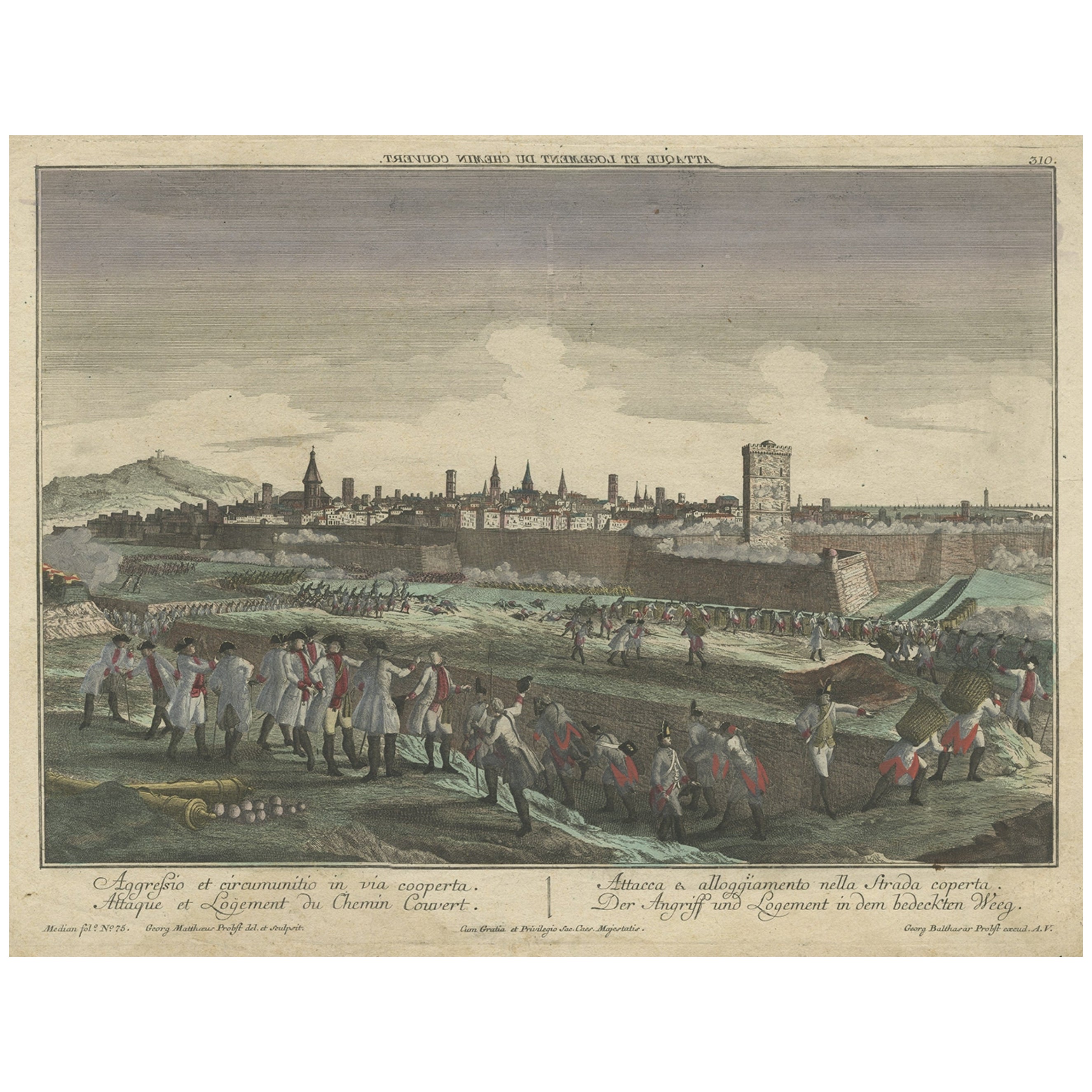 Optical View Depicting the Siege of Barcelona, Spain, ca.1765