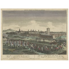 Optische Ansicht des Sieges von Barcelona, Spanien, um 1765