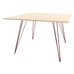 Maple Williams Dining Table Blood Red Hairpin Legs, Rectangle Top