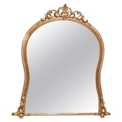 Antique Gilt Overmantel Wall Mirror with Waisted Frame