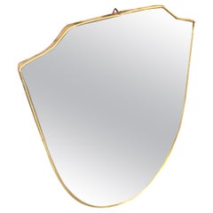 1960s Mid-Century Modern Brass Shield Wall Mirror in the Manner of Giò Ponti