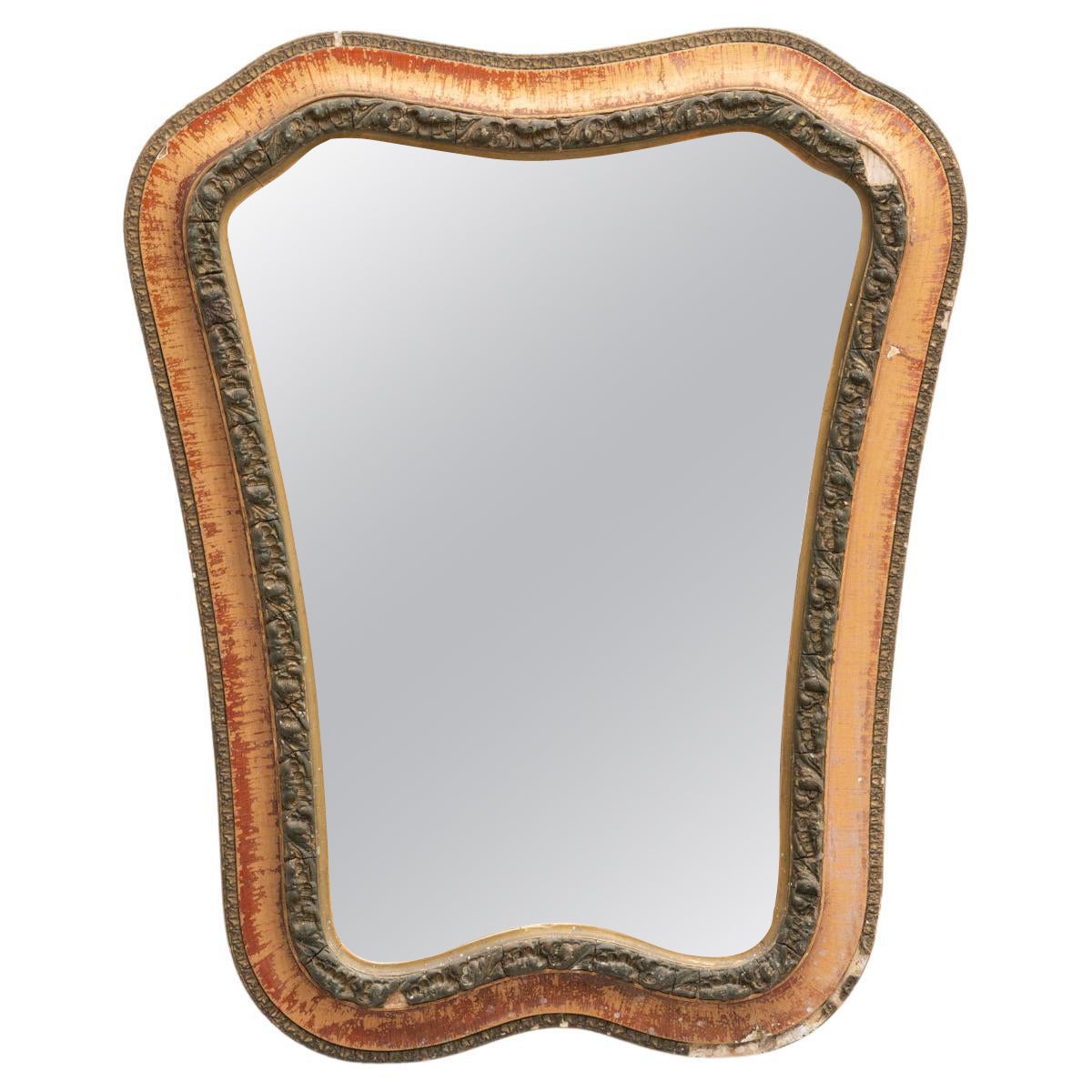 Spanish Mid-Century Modern Handcrafted Wood Mirror, circa 1950