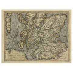 Original Antique Hand-Colored Map of Southern Scotland, ca.1600
