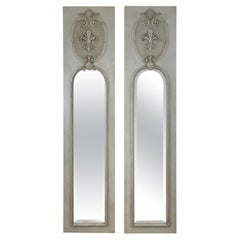 Pair of French Grey Panted Trumeau Mirrors