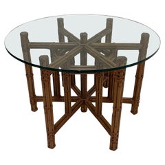 Chic McGuire Rattan Dining Table Base with Leather Details