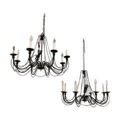 Great Looking Pair of Antique English Wire Chandeliers