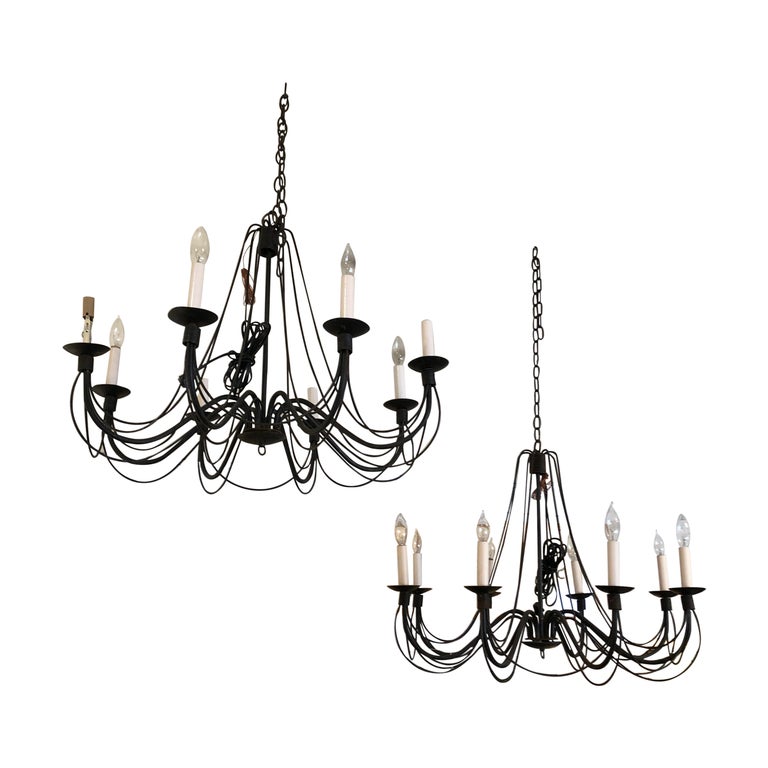 Great Looking Pair of Antique English Wire Chandeliers For Sale at 1stDibs
