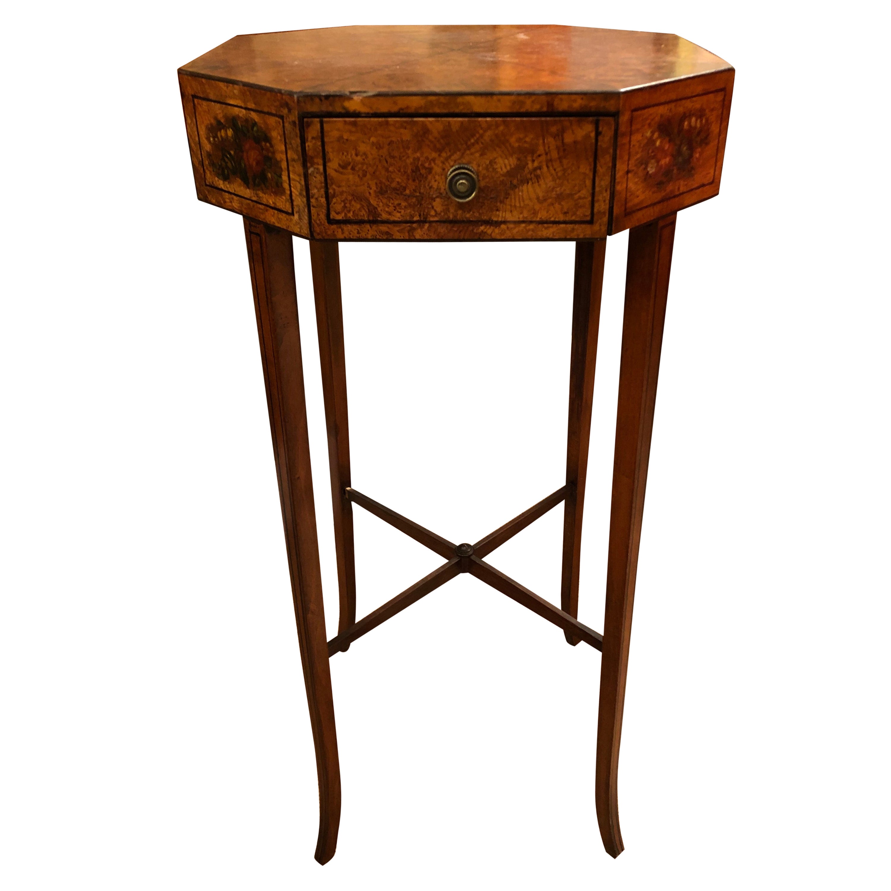 Sweet Octagonal Paint Decorated End Table