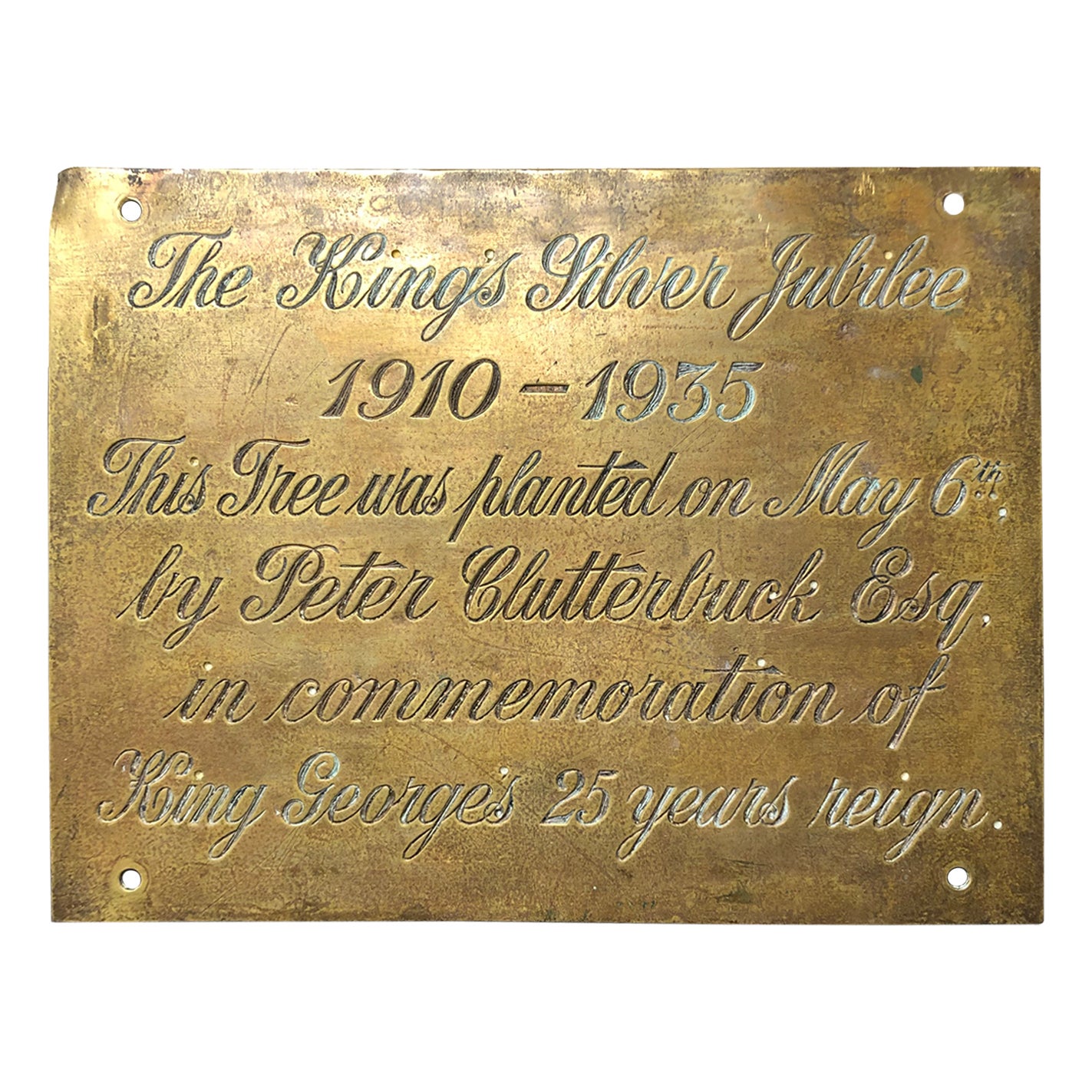 Charming Collectible Brass Sign from English Manor House