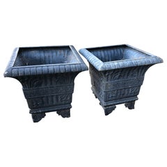 Stunning Pair of Aesthetic Movement Square Iron Planters