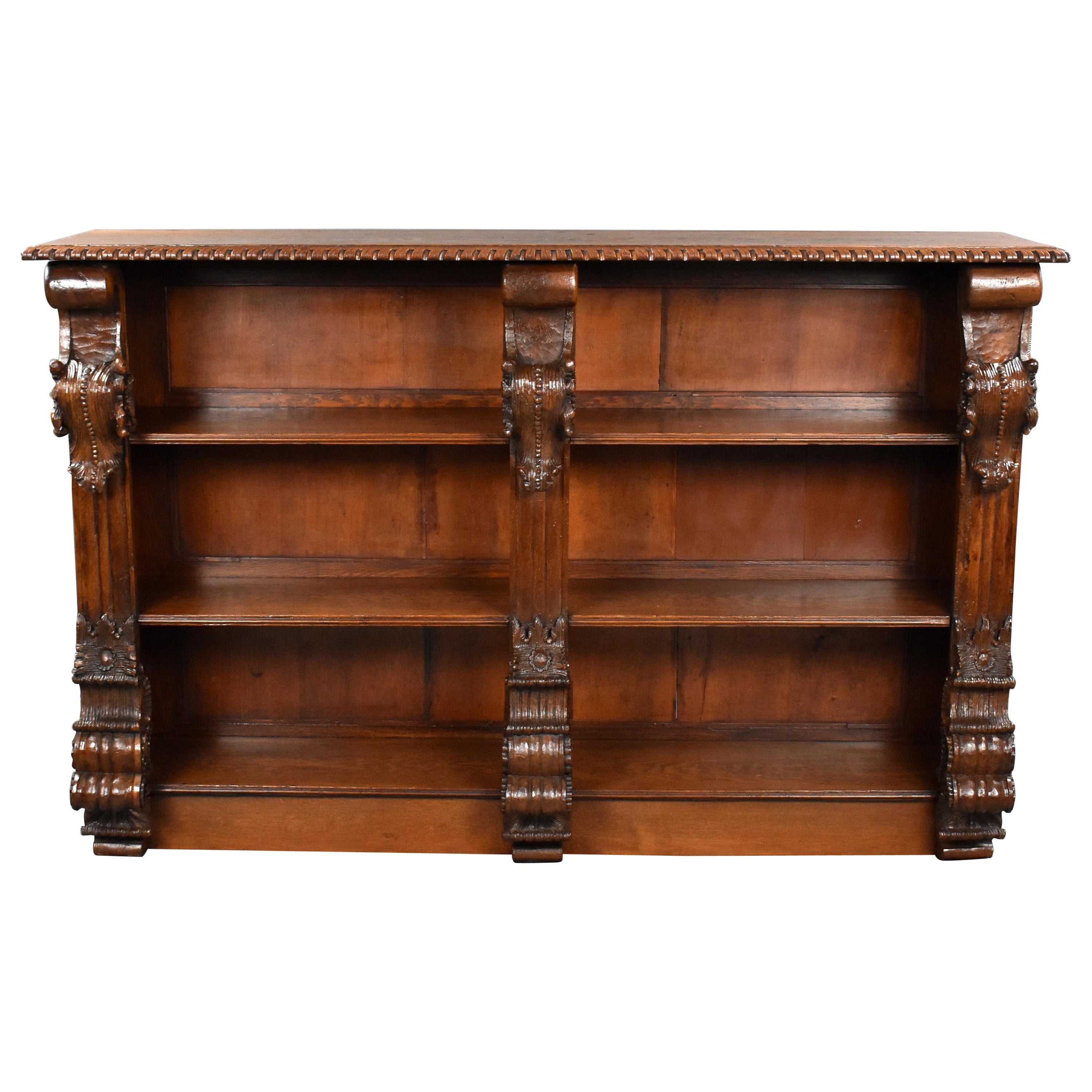 Massive Profusely Carved Oak Victorian Bookcase at 1stDibs