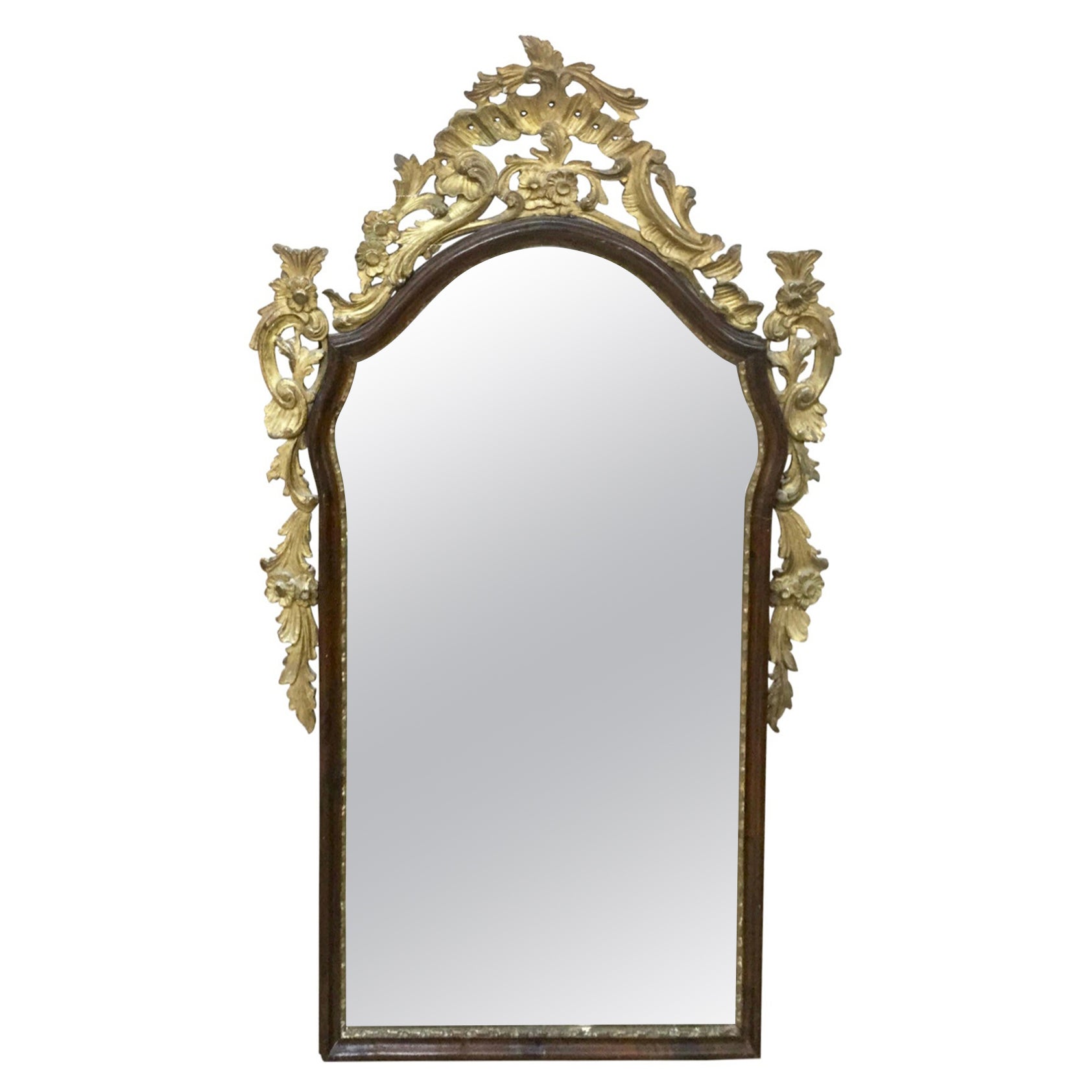 Italian Baroque Stye Giltwood and Ebonized Mirror