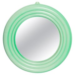 Midcentury Medium Vintage Mint Green Plastic Mirror, Italy 1960s