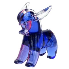 Seguso Vetri d'Arte Murano Sommerso Blue Ruby Italian Art Glass Donkey Sculpture