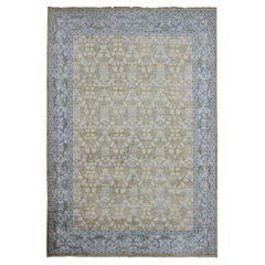 Spanish Design Rug with All-Over Floral Pattern in Acid Yellow Green Grey & Blue