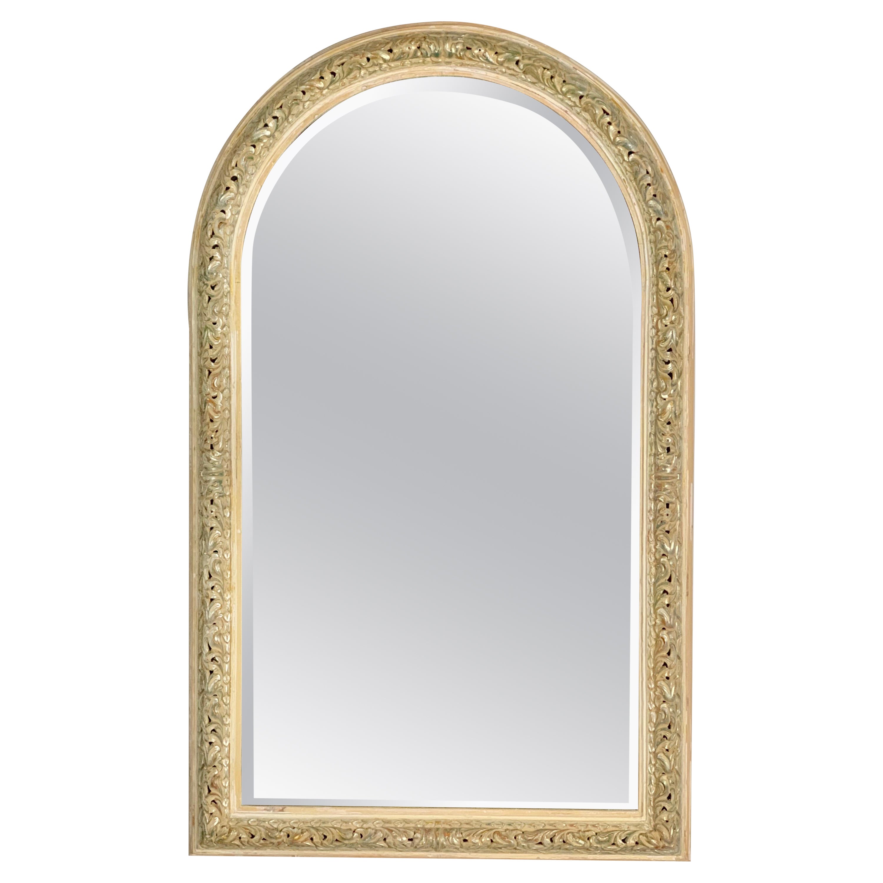 Italian Carved Wood Silvered Mirror, C. 1940 For Sale