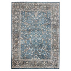 Moderner moderner Zeigler Sultanabad Design Teppich in Blau, Anthrazit, Braun, Taupe und Grau