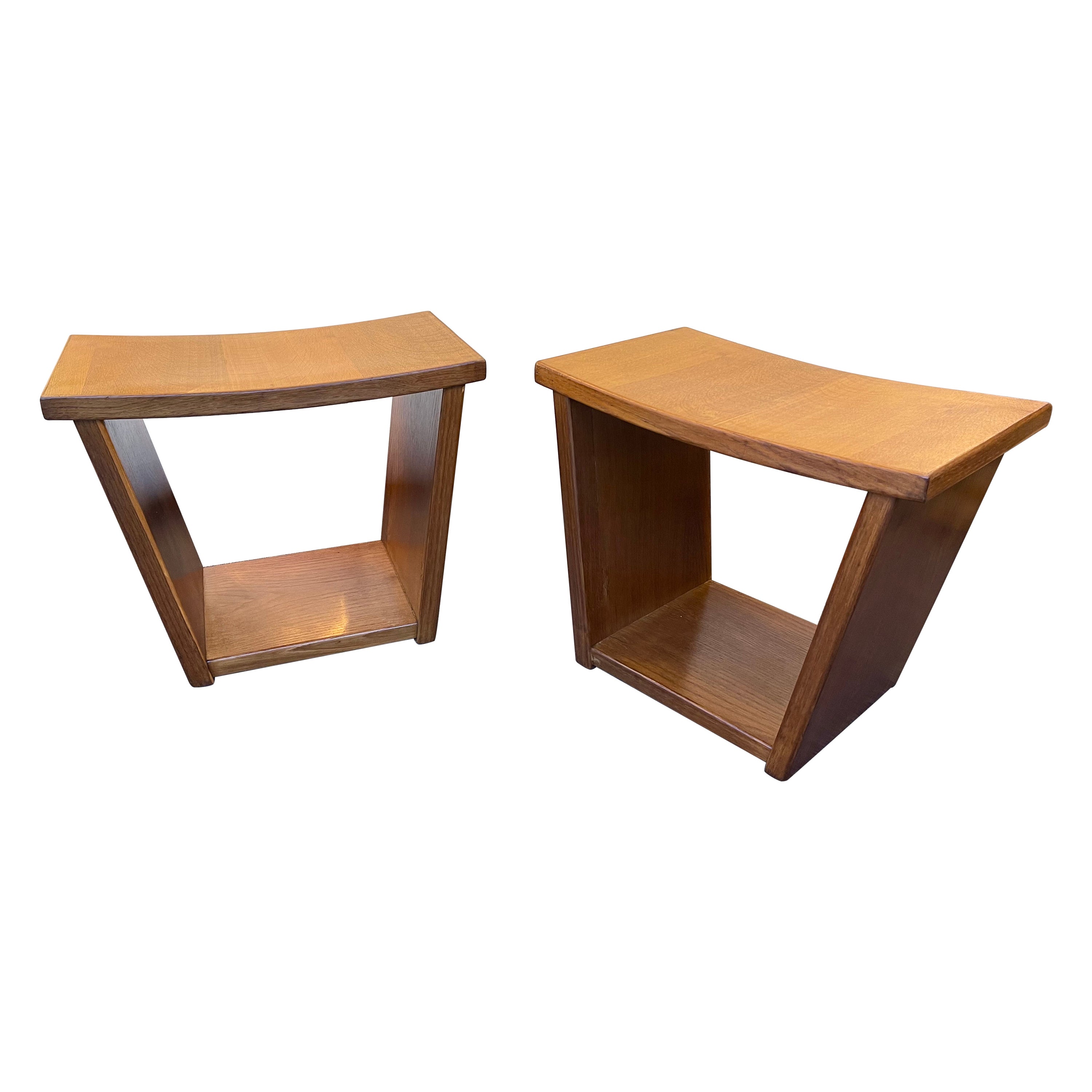 Mid Century Trapeze Wood Stools, Italy, 1950s For Sale