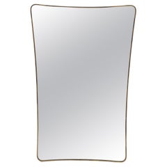 Italian Modernist Brass Mirror, 1950s
