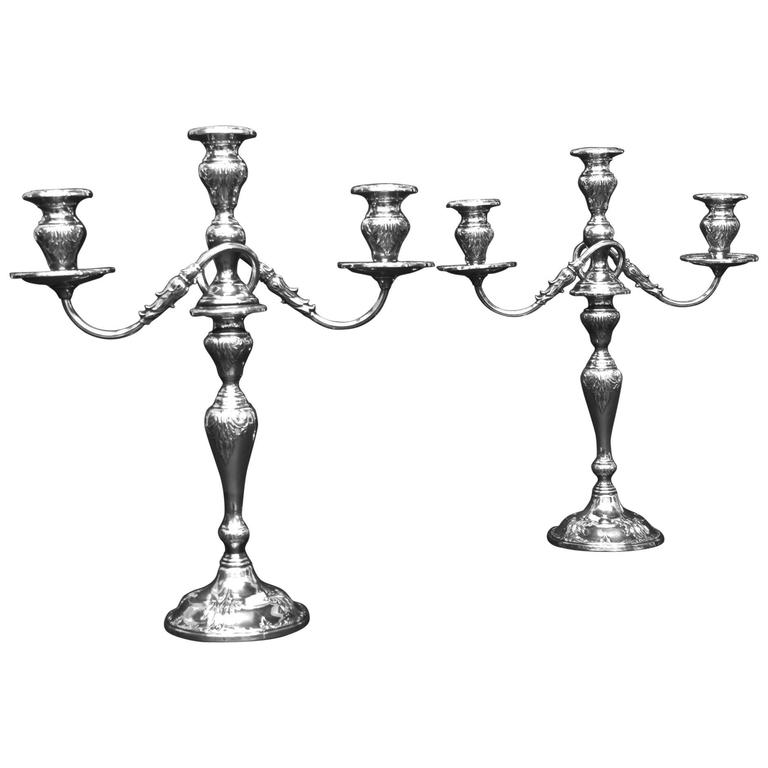 Pair of Sterling Silver Candelabra by Frank M. Whiting and Co at