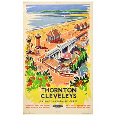 Original Vintage British Railways Poster For Thornton Cleveleys Lancashire Coast
