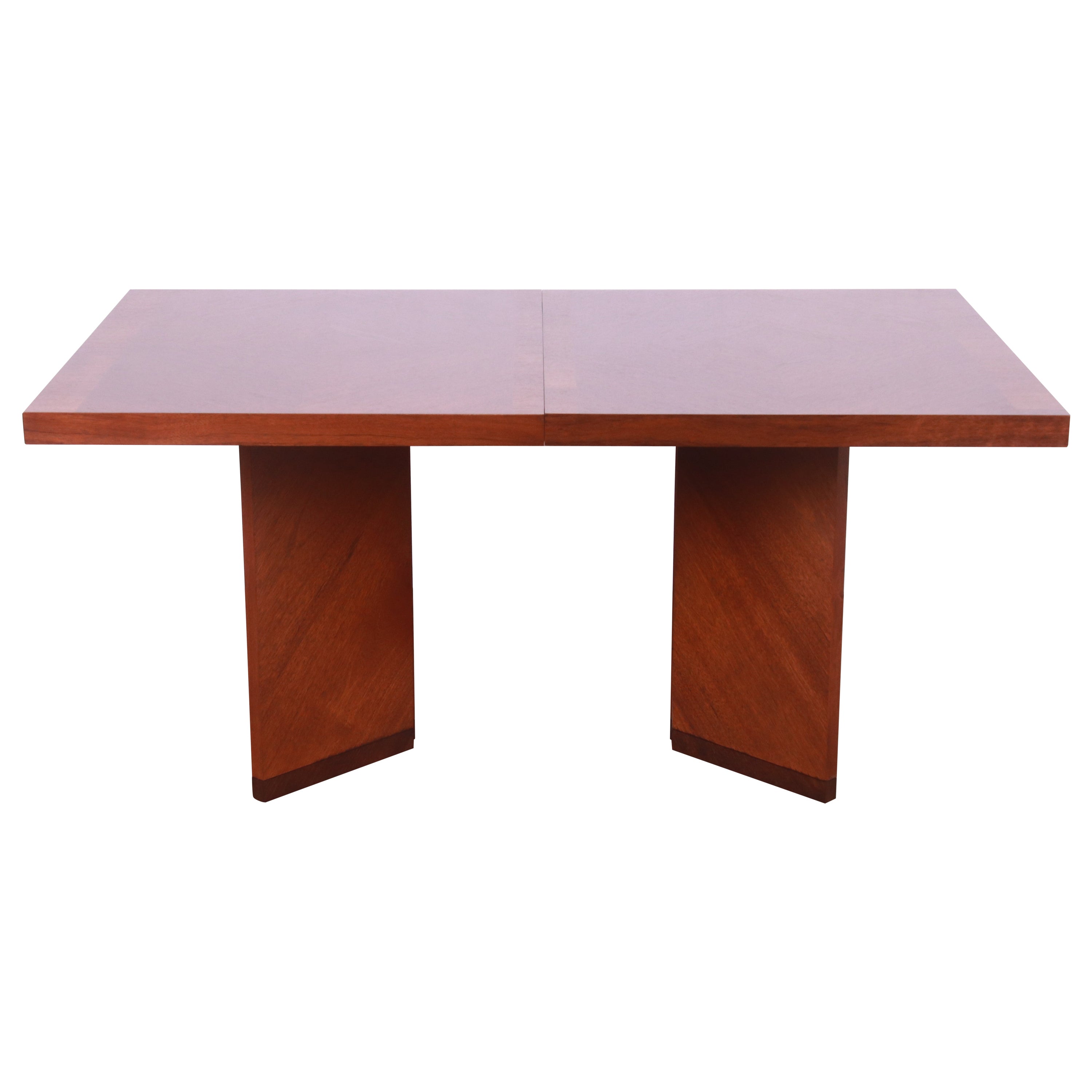 Lane Mid-Century Modern Walnut Double Pedestal Dining Table, Newly Refinished For Sale