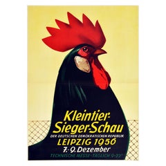 Original Vintage Poster Small Animal Show Leipzig Farm Cockerel Rooster Artwork