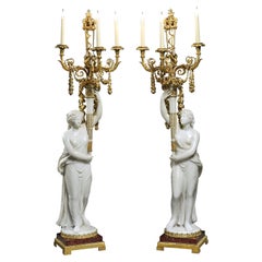 Magnificent and Extremely Rare Pair of Marble Candelabra by Sormani of Paris