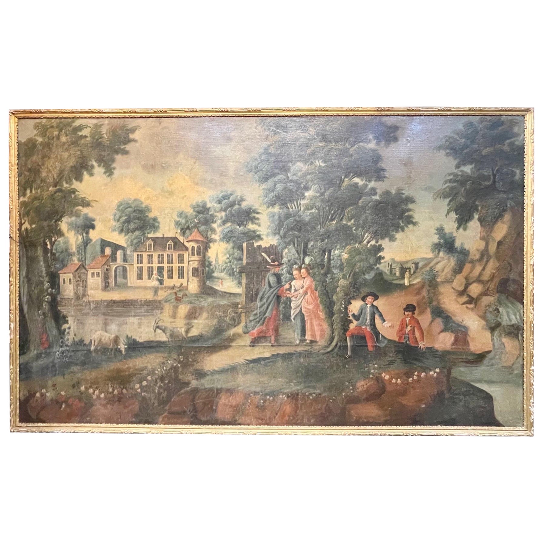 Large Scale 19th Century French Framed Oil on Canvas Painting