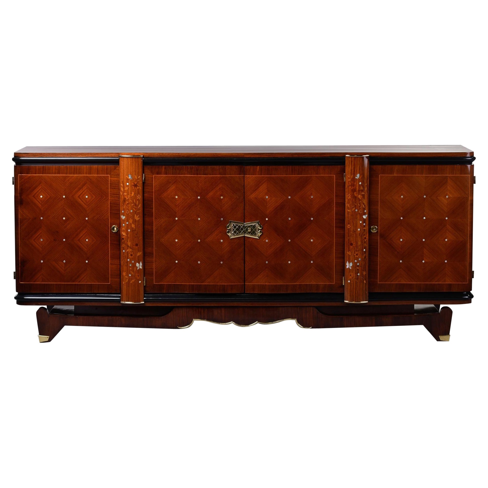 French Art Deco Palisandre Sideboard or Buffet with Mother of Pearl Inlay