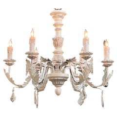 Vintage Carved and Painted Italian Chandelier