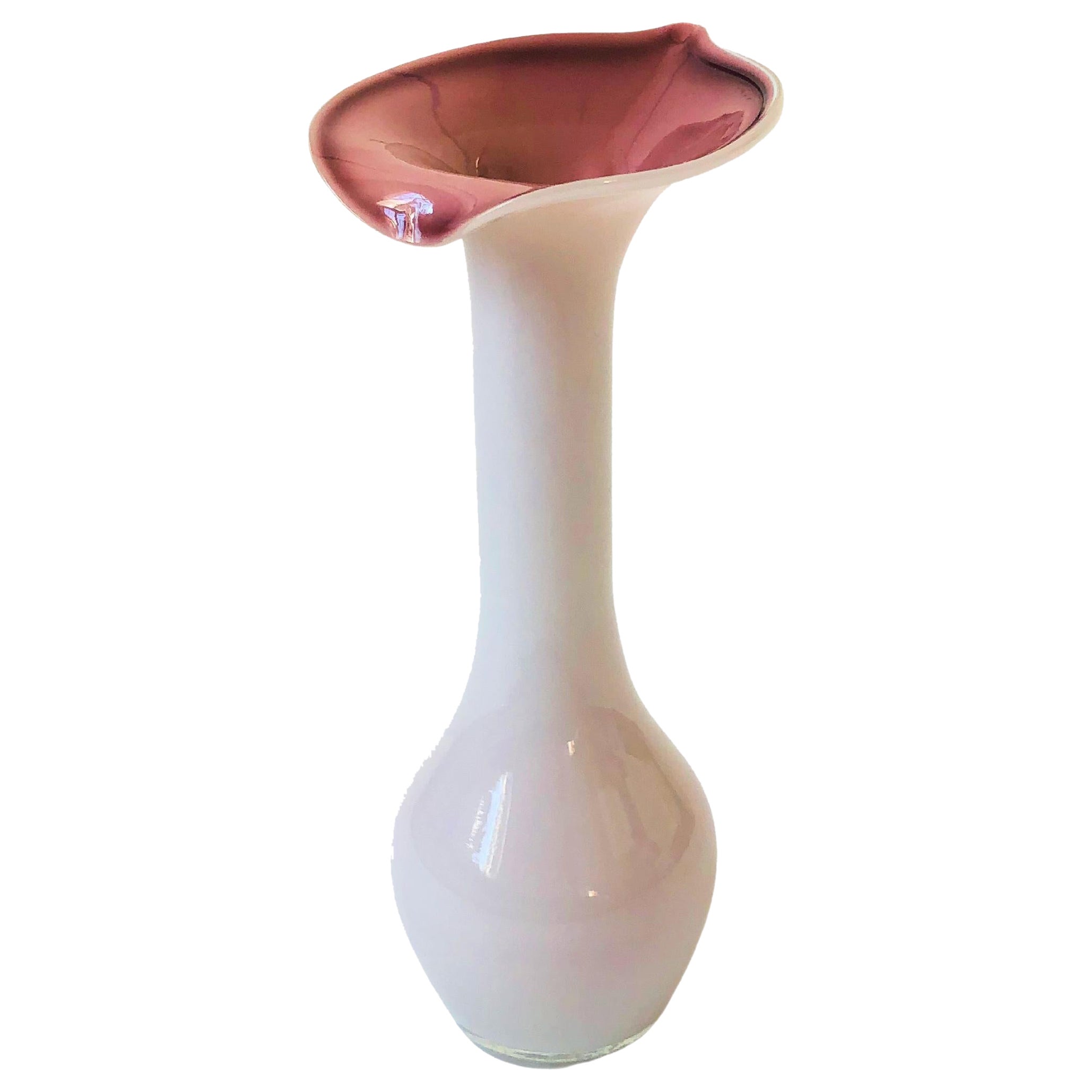 Vintage Cased Glass Lily Vase For Sale