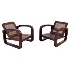 Pair of Caned Armchairs