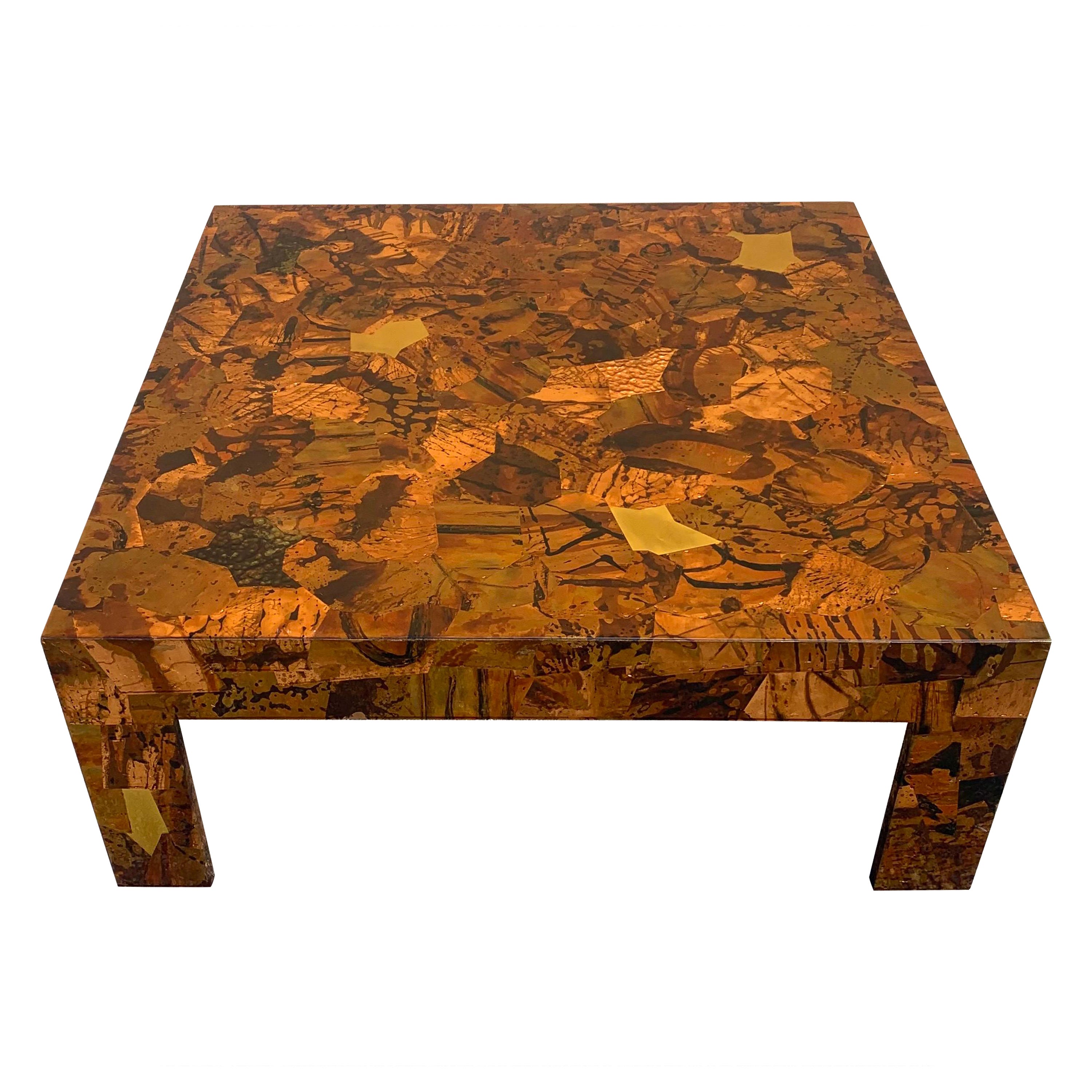 Mid-Century Modern, Brutalist, Studio Made Copper and Brass Coffee Table For Sale
