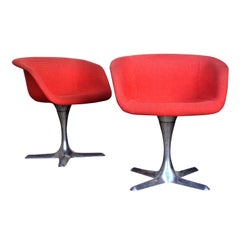 Hugh Acton Aluminum Base Swivel Barrel Chairs