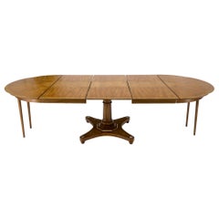 Round Clove Shape Burl Walnut Dining Conference Table w/ 3 Extension Leaves