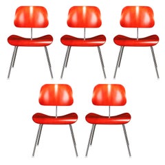 Set of Five 'DCM' Dining Chairs by Charles Eames for Herman Miller, Signed 