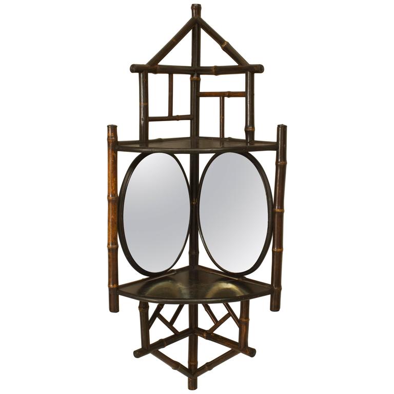 Turn of the Century Small Bamboo Corner Shelf For Sale at 1stdibs