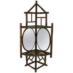 Turn of the Century Small Bamboo Corner Shelf 8