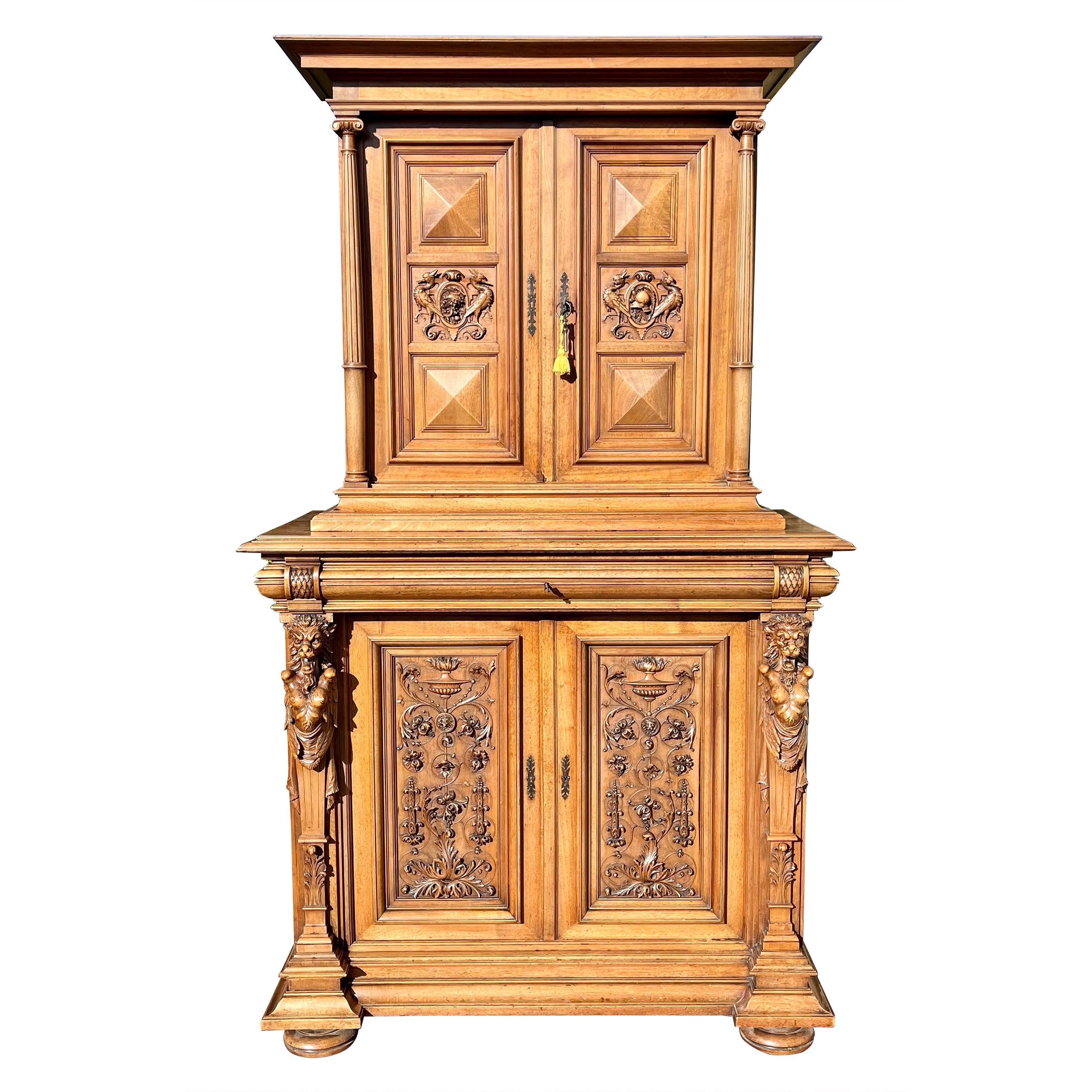 Renaissance Style, Carved Walnut Buffets, 19th Century For Sale