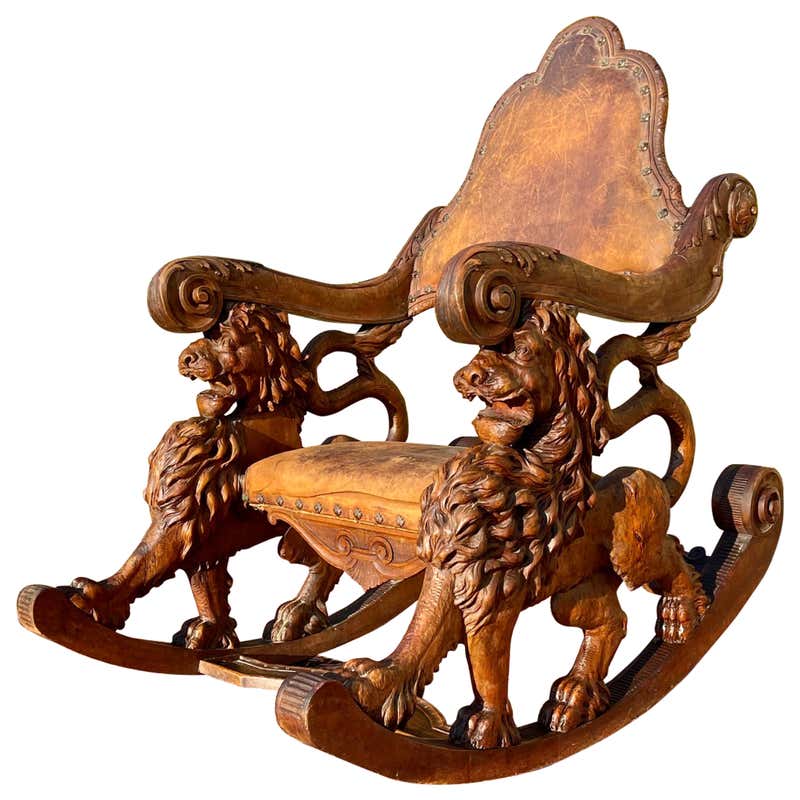 Renaissance Style, Walnut Rocking Chair Richly Carved, 19th Century For ...