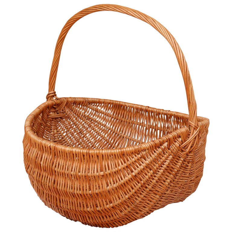 Woven Rattan Shopping Basket For Sale at 1stDibs