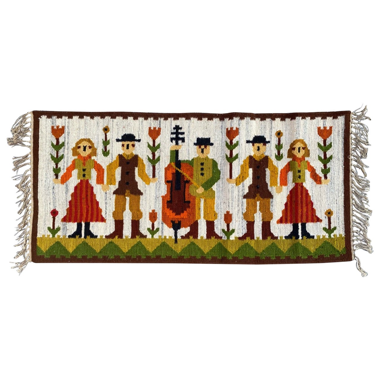 Nice Vintage Polish Tapestry Kilim 