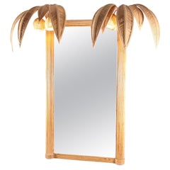 Rattan Double Coconut Trees / palm tree Mirror with Coconut Lights