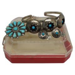 Phyllis Ortega Navajo Sterling Silver Turquoise Zuni Petit Point Jewelry Set