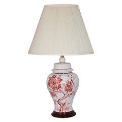 Chinesische weiße Porzellanglas-Tischlampe im Vintage-Stil