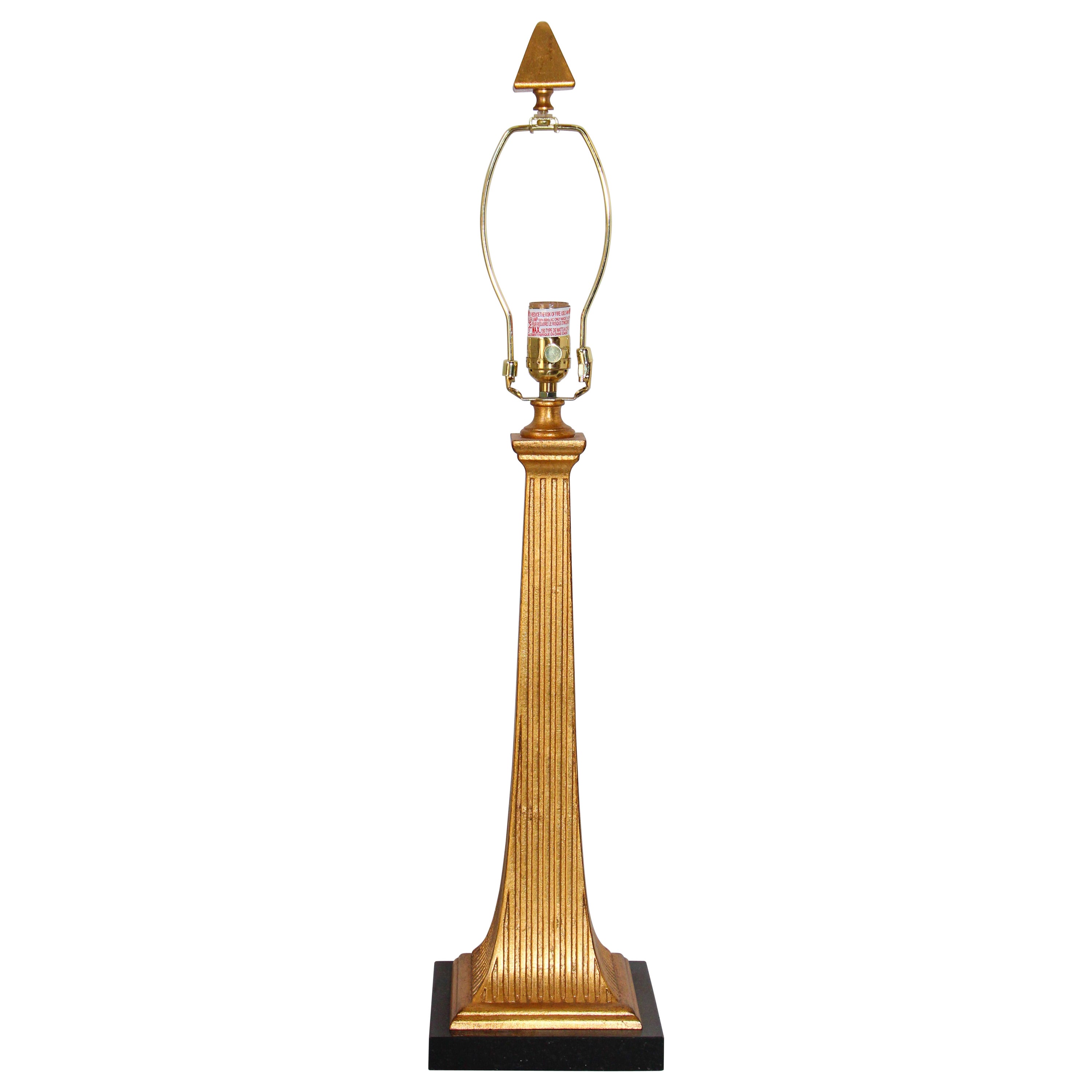 Lampe de bureau vintage en bois doré Currey & Company sur socle en marbre